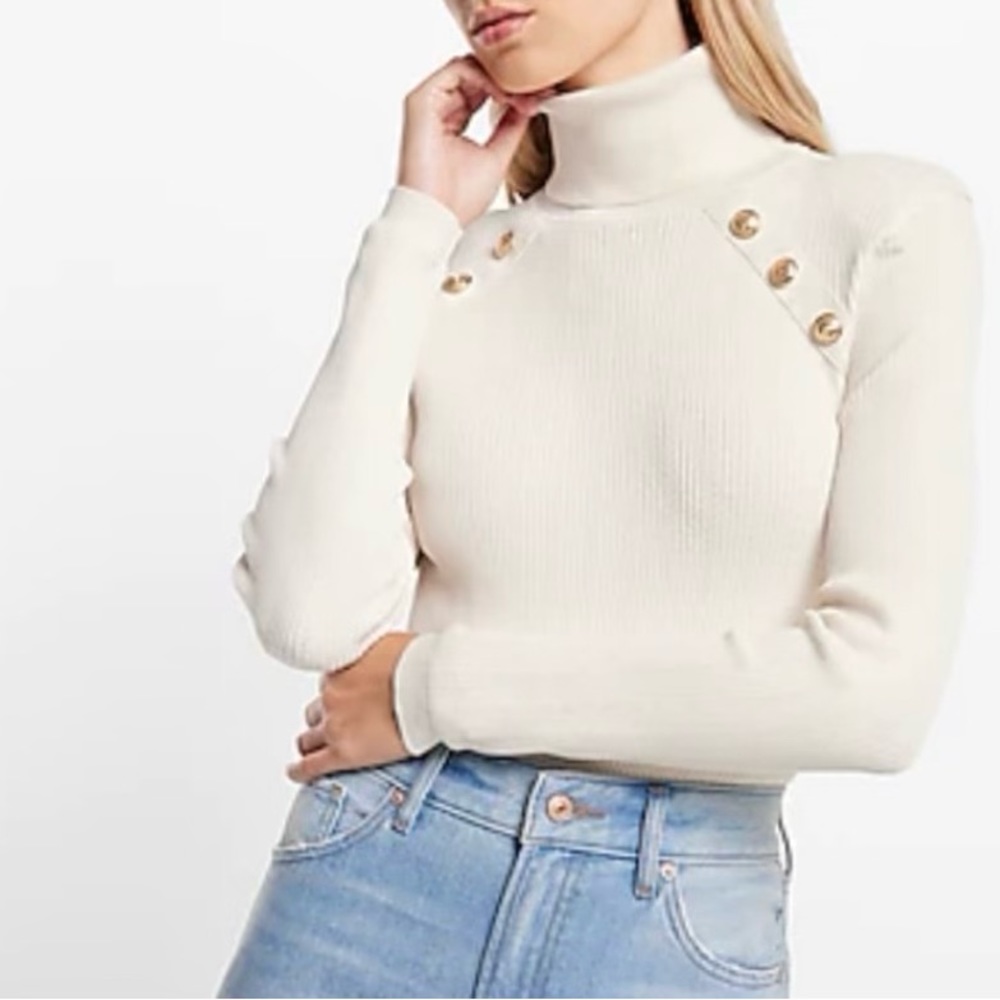 NWT Express gold button turtleneck sweater